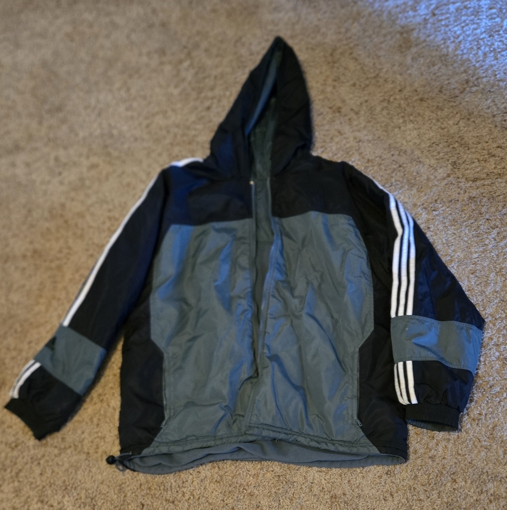 Vintage Black,green, And White Addidas Coat